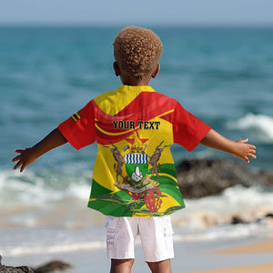 Zimbabwe Independence Day Kid Hawaiian Shirt Featuring Chapungu Bird and Flame Lily