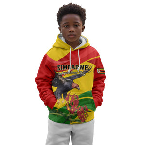 Zimbabwe Independence Day Kid Hoodie Featuring Chapungu Bird and Flame Lily