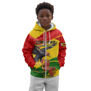 Zimbabwe Independence Day Kid Hoodie Featuring Chapungu Bird and Flame Lily