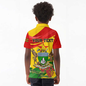 Zimbabwe Independence Day Kid Polo Shirt Featuring Chapungu Bird and Flame Lily