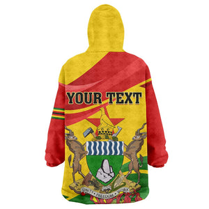 Zimbabwe Independence Day KId Wearable Blanket Hoodie Featuring Chapungu Bird and Flame Lily