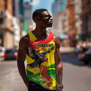 Zimbabwe Independence Day Men Tank Top Featuring Chapungu Bird and Flame Lily