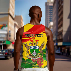 Zimbabwe Independence Day Men Tank Top Featuring Chapungu Bird and Flame Lily