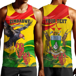 Zimbabwe Independence Day Men Tank Top Featuring Chapungu Bird and Flame Lily