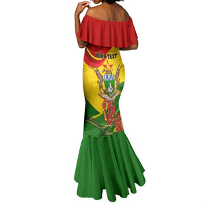 Zimbabwe Independence Day Mermaid Dress Featuring Chapungu Bird and Flame Lily