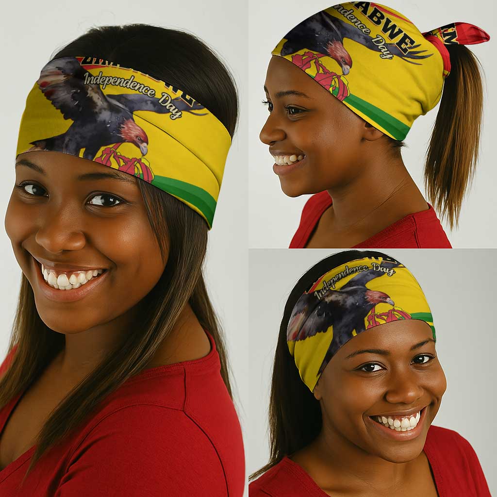 Zimbabwe Independence Day Neck Gaiter Featuring Chapungu Bird and Flame Lily LT01