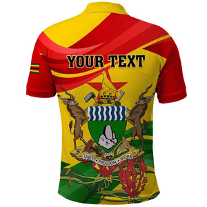 Zimbabwe Independence Day Polo Shirt Featuring Chapungu Bird and Flame Lily