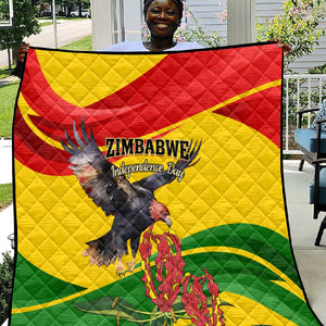 Zimbabwe Independence Day Quilt Featuring Chapungu Bird and Flame Lily