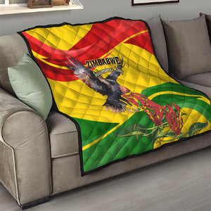 Zimbabwe Independence Day Quilt Featuring Chapungu Bird and Flame Lily