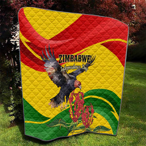 Zimbabwe Independence Day Quilt Featuring Chapungu Bird and Flame Lily