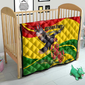 Zimbabwe Independence Day Quilt Featuring Chapungu Bird and Flame Lily