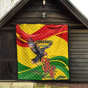 Zimbabwe Independence Day Quilt Featuring Chapungu Bird and Flame Lily