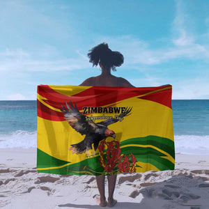 Zimbabwe Independence Day Sarong Featuring Chapungu Bird and Flame Lily