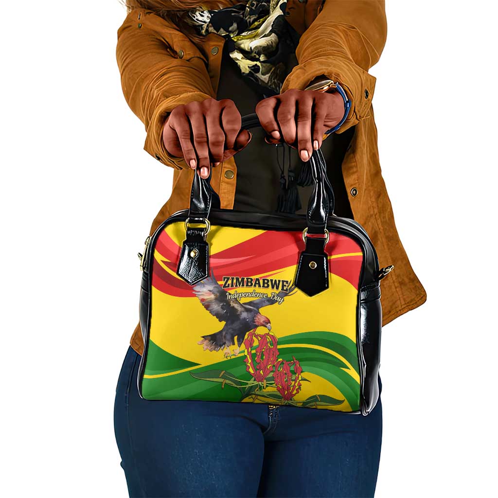 Zimbabwe Independence Day Shoulder Handbag Featuring Chapungu Bird and Flame Lily