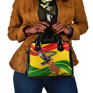 Zimbabwe Independence Day Shoulder Handbag Featuring Chapungu Bird and Flame Lily