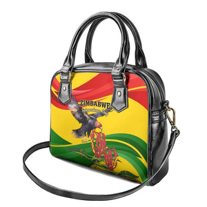 Zimbabwe Independence Day Shoulder Handbag Featuring Chapungu Bird and Flame Lily