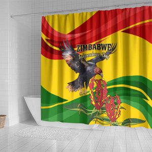 Zimbabwe Independence Day Shower Curtain Featuring Chapungu Bird and Flame Lily