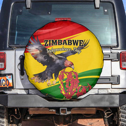 Zimbabwe Independence Day Spare Tire Cover Featuring Chapungu Bird and Flame Lily