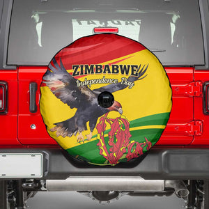 Zimbabwe Independence Day Spare Tire Cover Featuring Chapungu Bird and Flame Lily