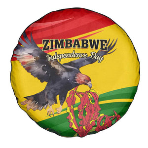 Zimbabwe Independence Day Spare Tire Cover Featuring Chapungu Bird and Flame Lily