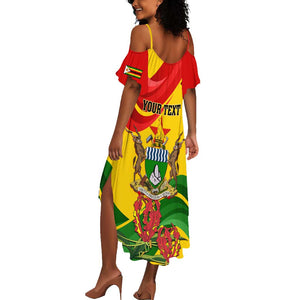 Zimbabwe Independence Day Summer Maxi Dress Featuring Chapungu Bird and Flame Lily