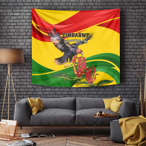 Zimbabwe Independence Day Tapestry Featuring Chapungu Bird and Flame Lily