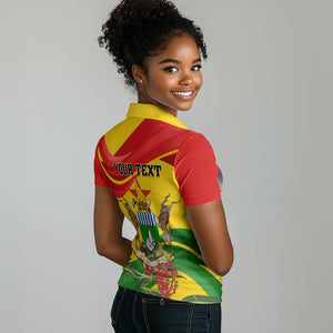 Zimbabwe Independence Day Women Polo Shirt Featuring Chapungu Bird and Flame Lily