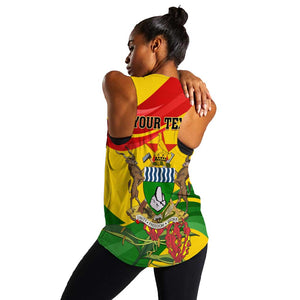 Zimbabwe Independence Day Women Racerback Tank Featuring Chapungu Bird and Flame Lily