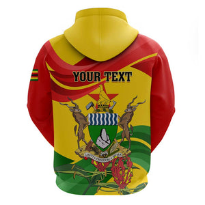 Zimbabwe Independence Day Zip Hoodie Featuring Chapungu Bird and Flame Lily