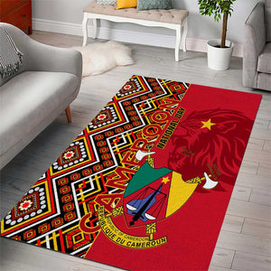 Cameroon National Day Area Rug Cameroun Coat Of Arms Ankara Pattern