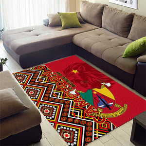 Cameroon National Day Area Rug Cameroun Coat Of Arms Ankara Pattern