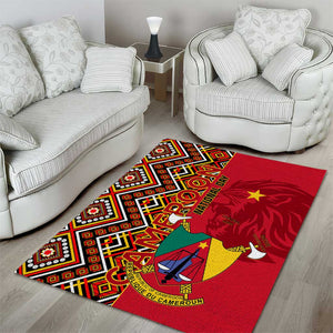 Cameroon National Day Area Rug Cameroun Coat Of Arms Ankara Pattern