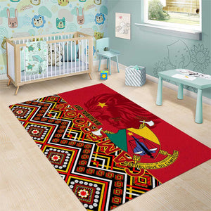 Cameroon National Day Area Rug Cameroun Coat Of Arms Ankara Pattern