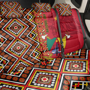 Cameroon National Day Back Car Seat Cover Cameroun Coat Of Arms Ankara Pattern