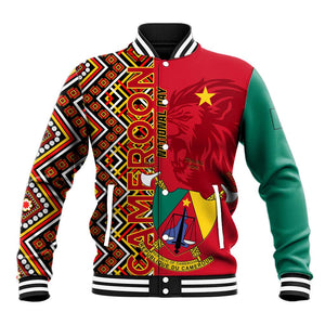 Cameroon National Day Baseball Jacket Cameroun Coat Of Arms Ankara Pattern LT01