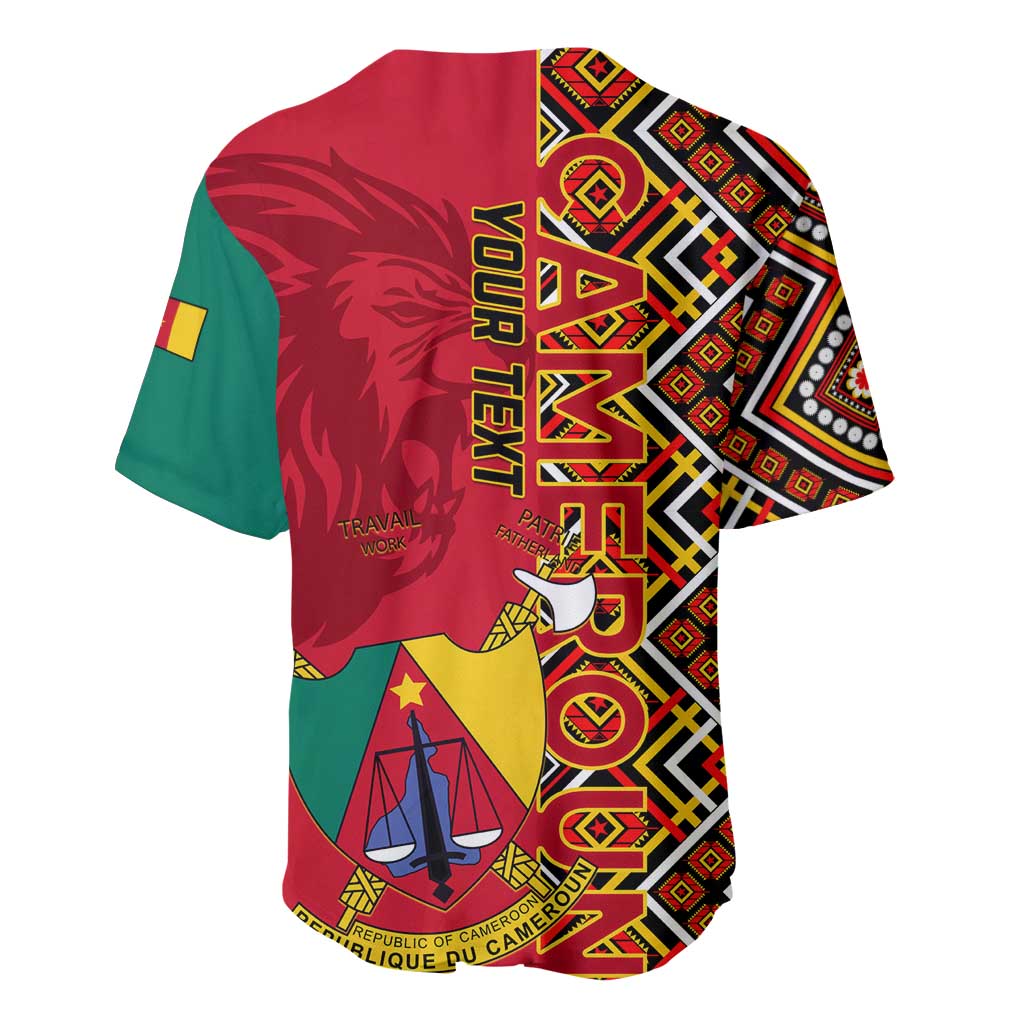 Cameroon National Day Baseball Jersey Cameroun Coat Of Arms Ankara Pattern