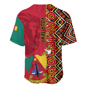 Cameroon National Day Baseball Jersey Cameroun Coat Of Arms Ankara Pattern