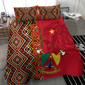 Cameroon National Day Bedding Set Cameroun Coat Of Arms Ankara Pattern