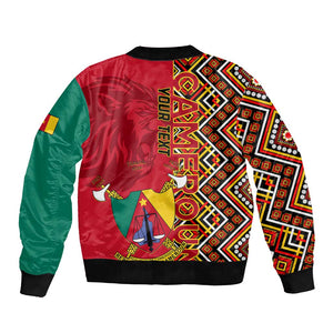 Cameroon National Day Bomber Jacket Cameroun Coat Of Arms Ankara Pattern