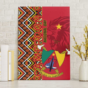 Cameroon National Day Canvas Wall Art Cameroun Coat Of Arms Ankara Pattern