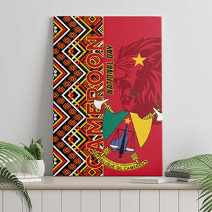 Cameroon National Day Canvas Wall Art Cameroun Coat Of Arms Ankara Pattern