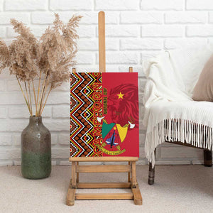 Cameroon National Day Canvas Wall Art Cameroun Coat Of Arms Ankara Pattern