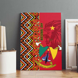 Cameroon National Day Canvas Wall Art Cameroun Coat Of Arms Ankara Pattern