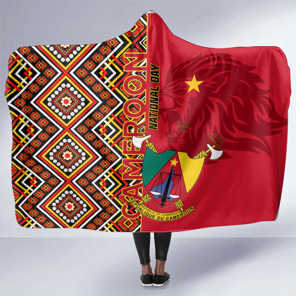 Cameroon National Day Hooded Blanket Cameroun Coat Of Arms Ankara Pattern