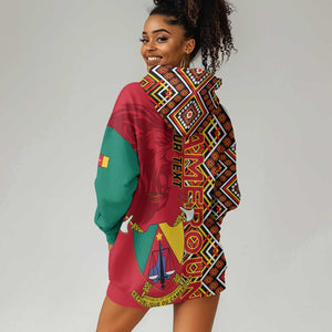 Cameroon National Day Hoodie Dress Cameroun Coat Of Arms Ankara Pattern