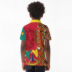 Cameroon National Day Kid Polo Shirt Cameroun Coat Of Arms Ankara Pattern