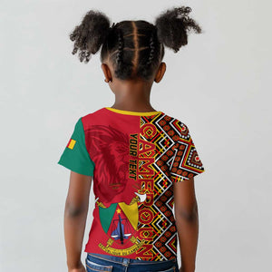 Cameroon National Day Kid T shirt Cameroun Coat Of Arms Ankara Pattern