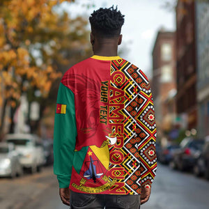 Cameroon National Day Long Sleeve Shirt Cameroun Coat Of Arms Ankara Pattern LT01