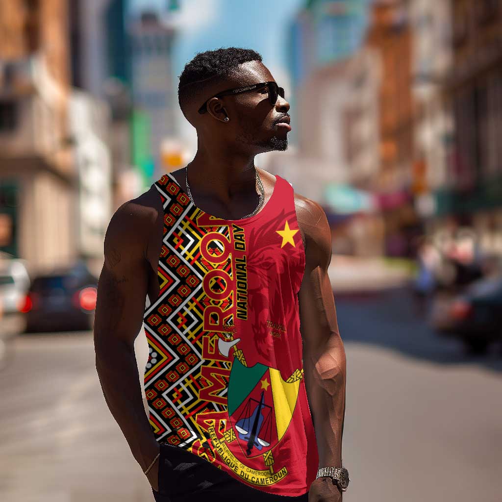 Cameroon National Day Men Tank Top Cameroun Coat Of Arms Ankara Pattern