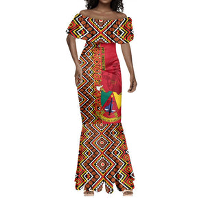 Cameroon National Day Mermaid Dress Cameroun Coat Of Arms Ankara Pattern